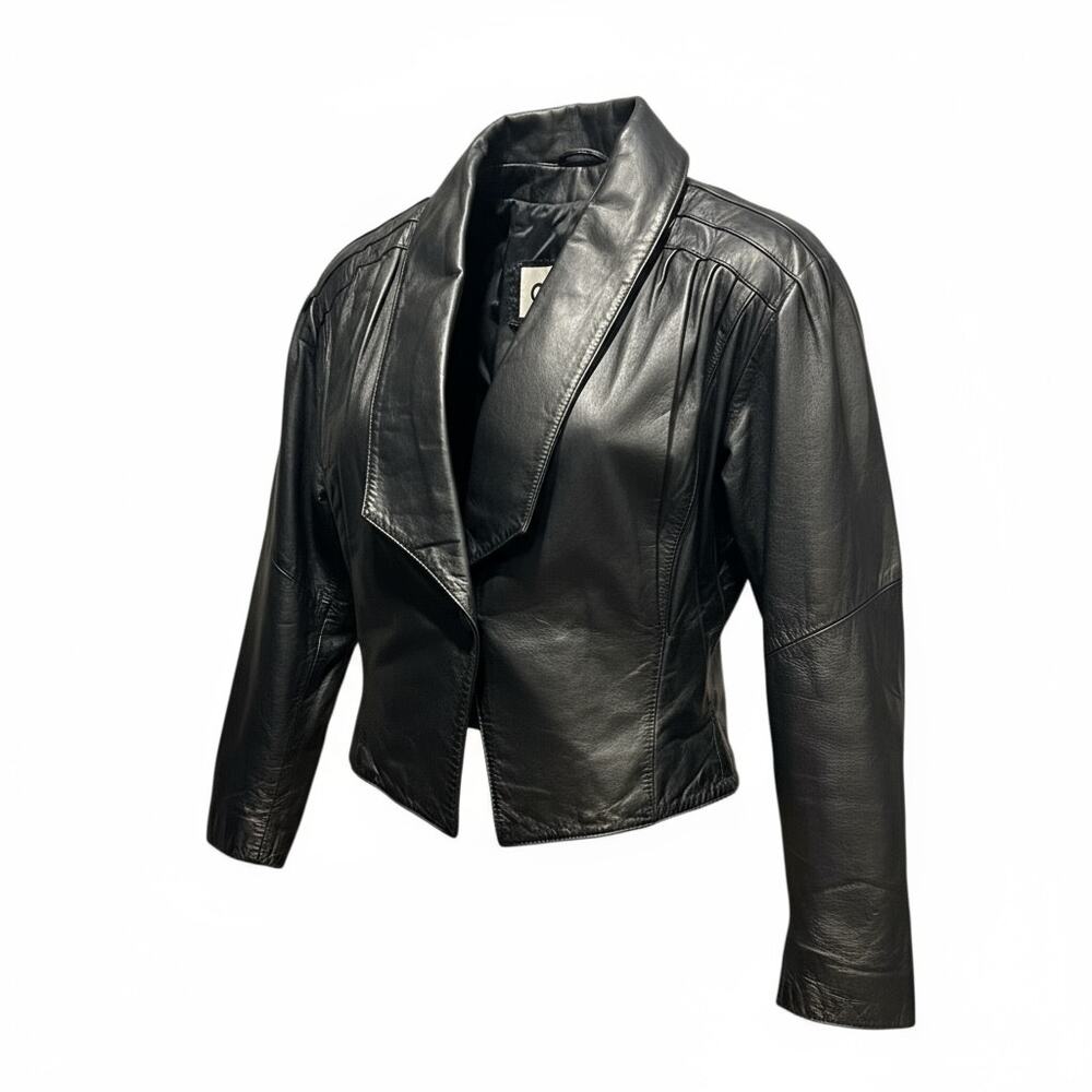 1980s CHIA Cropped Belted Leather Jacket
